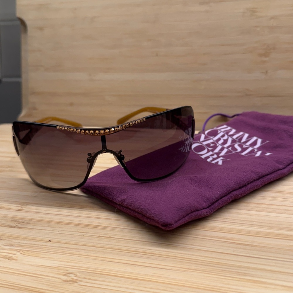Jimmy Crystal New York SUNGLASSES GL913 Crystallized Swarovski Crystals Brown